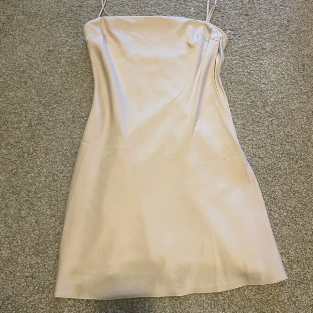 Silky nude mini dress